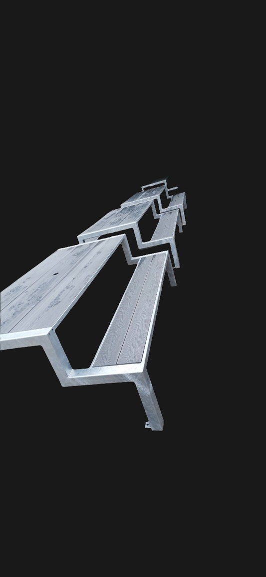 Large galvanised picnic table