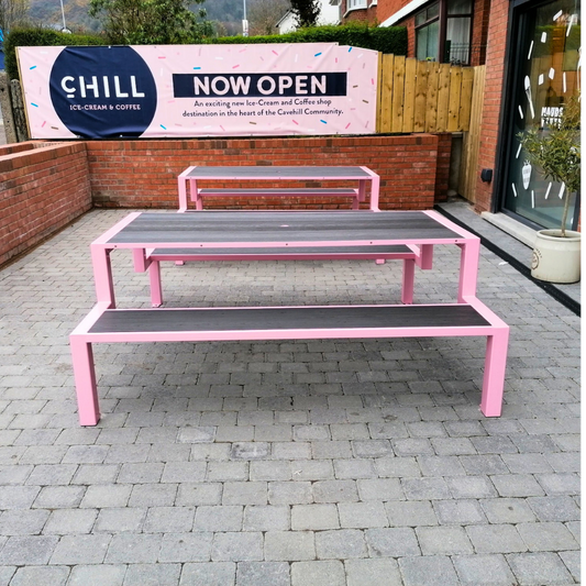 Small painted steel and composite picnic table