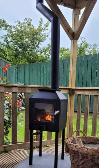 Cube stove with glass door by Fire Pit Stop NI