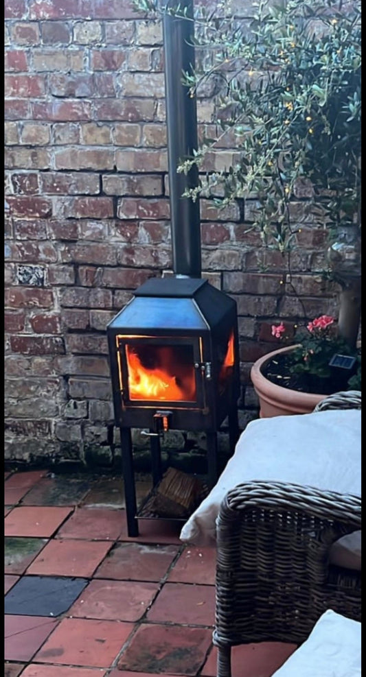 Cube stove with glass door by Fire Pit Stop NI