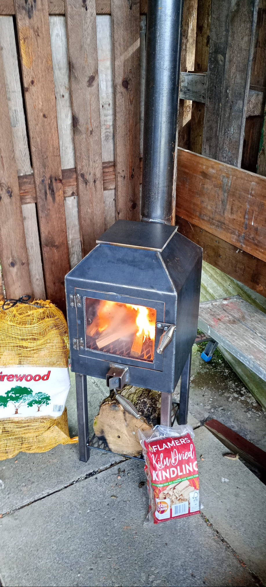Cube Stove in use by Fire Pit Stop NI