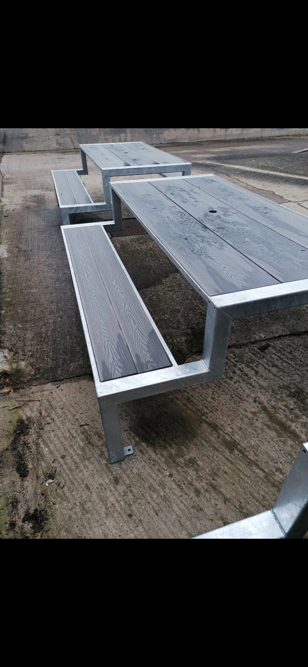 Large galvanised picnic table